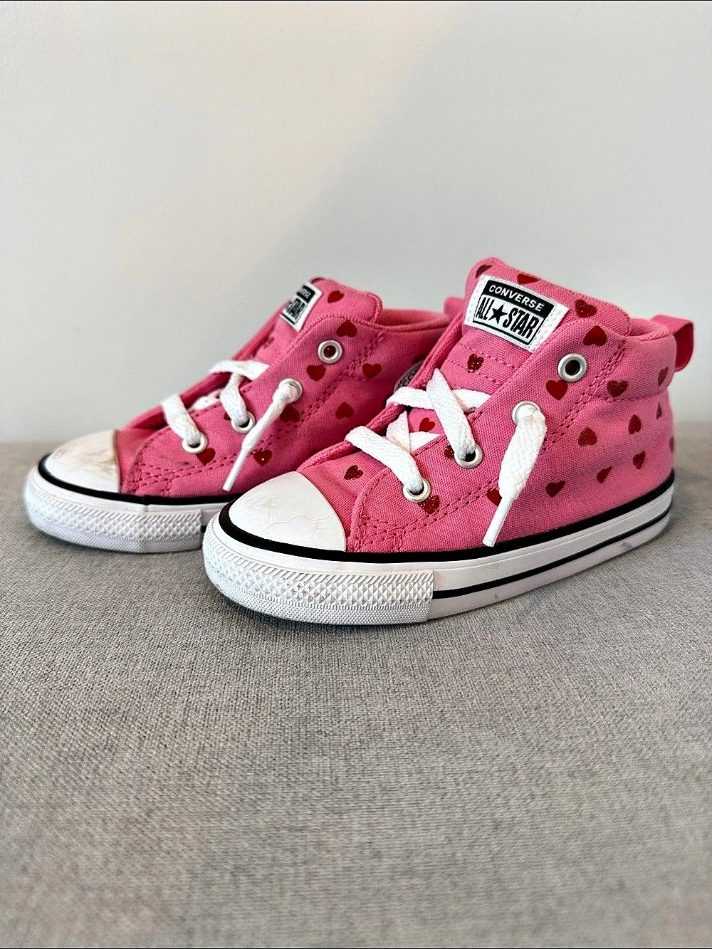 Converse Chuck Taylor All Star 1V Hi Hearts Pink & White Sneakers